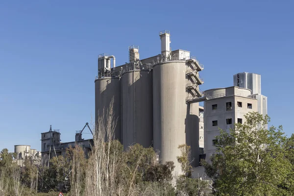 Cementová Sila Částečný Pohled Cementárna Sagunto Přístavu Valencii Španělsko — Stock fotografie