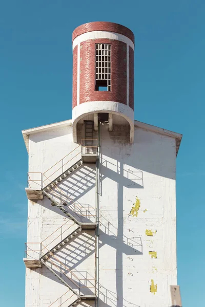 Tower Stairs Ascend Cylindrical Addition Painted Orange — Stock Photo, Image