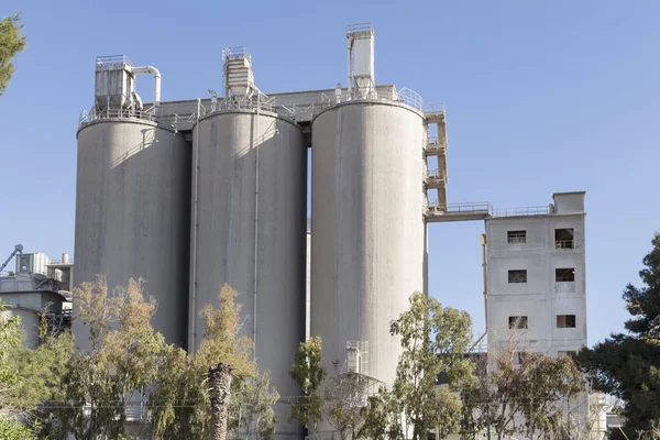 Close View Three Main Silos Cement Plant Sagunto Valencia Spain — Stock Photo, Image