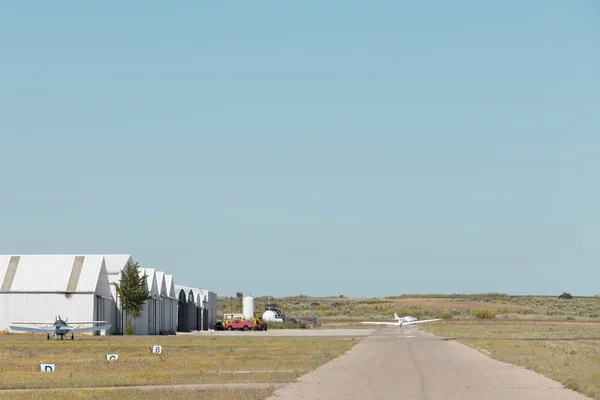 Partial View Facilities Aerodrome Can See Some Airplanes Circulating — Stock Photo, Image