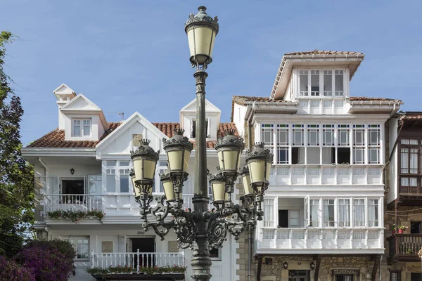 Vue Lampadaire Classique Sur Une Rue Comillas Sur Façade Arrière — Photo