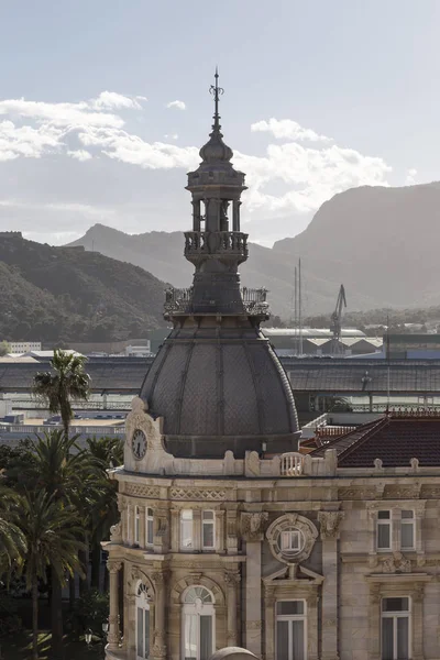 Yanal Kubbe Murcia Spanya Görünümünü Cartagena Belediye Binasının Kısmi Görünümü — Stok fotoğraf