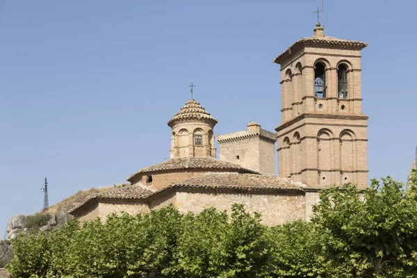 Pohled Shora Církve Alhama Aragn Hradní Věž Objeví Pozadí Aragon — Stock fotografie