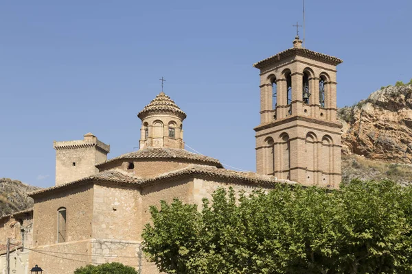 Üstten Görünüm Kilise Alhama Aragn Kale Kule Arka Planda Aragon — Stok fotoğraf