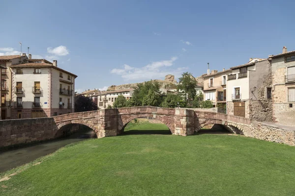 Vista Frontal Ponte Românica Ponte Velha Localizada Rio Gallo Molina — Fotografia de Stock