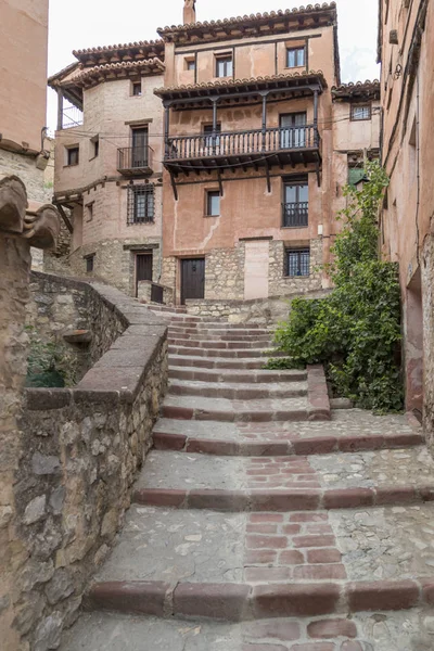 Vista Castelo Albarracin Dentro Cidade Torre Igreja Lado Esquerdo Teruel — Fotografia de Stock