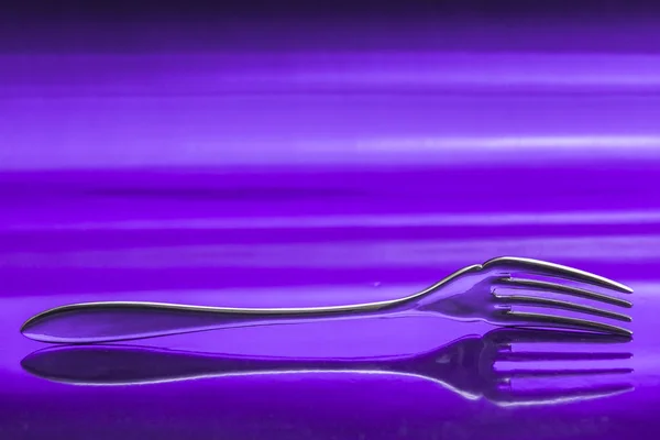 View Fork Seems Rest Metallic Blue Surface — Stock Photo, Image