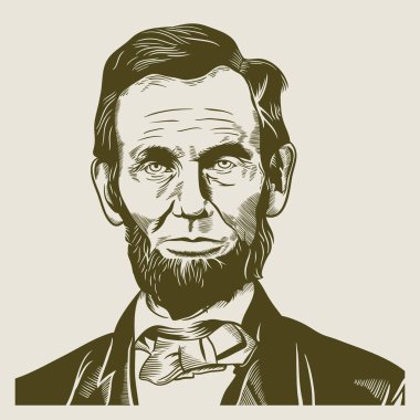 Sephia Tone 'da Abraham Abe Lincoln için vektör çizim portresi