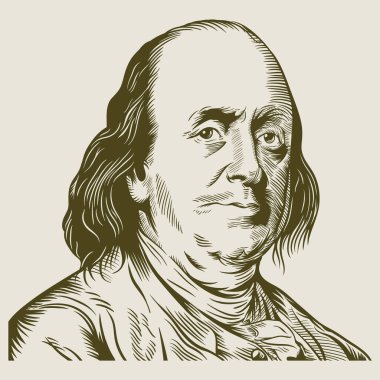 Benjamin Franklin için Sephia Tone 'da vektör çizim portresi