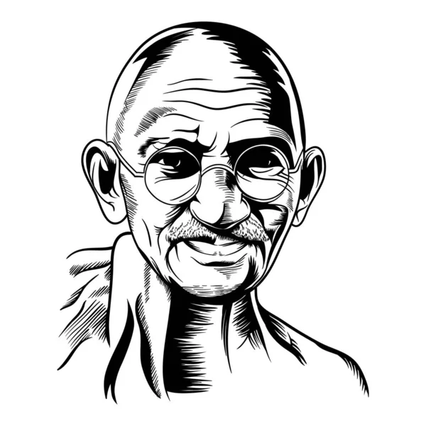 Mahatma Gandhi Hand Drawing Portrait Vector Illustration — Stock Vector