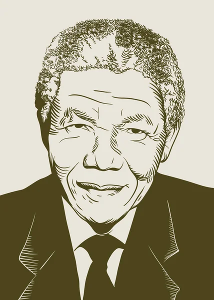 Wektor Rysunku Twarzy Portret Ilustracja Międzynarodowy Dzień Nelson Mandela Lipca — Wektor stockowy