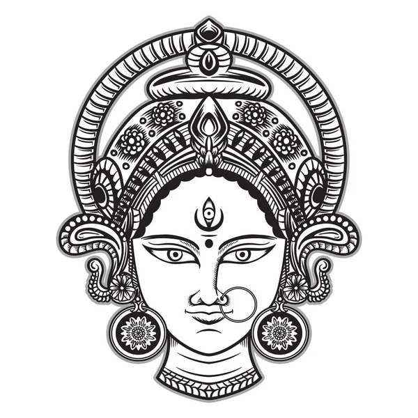 Векторная Иллюстрация Happy Navratri Durga Pooja Maa Durga Indian Hindu — стоковый вектор