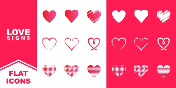Sammlung Moderner Herz Romantik Liebe Oder Valentinstag Vektorsymbole Illustration Für — Stockvektor