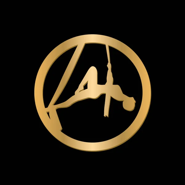 Ginástica Aérea Logotipo Conceito Criativo —  Vetores de Stock