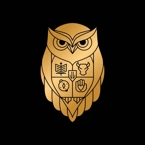 Μοντέρνα Κουκουβάγια Έμβλημα Οικογένεια Λογότυπο Δημιουργική Έννοια — Διανυσματικό Αρχείο