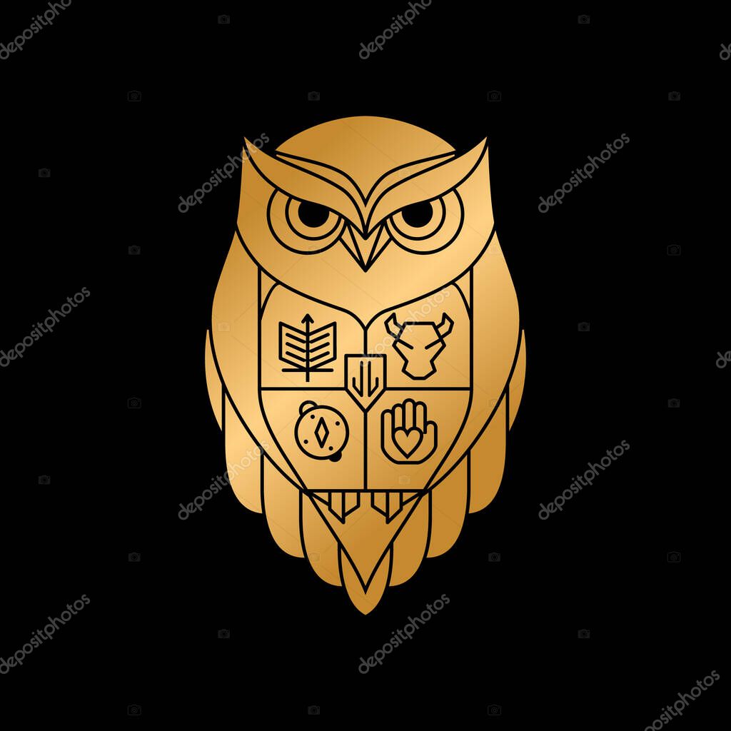 Modern owl crest family logo creative concept