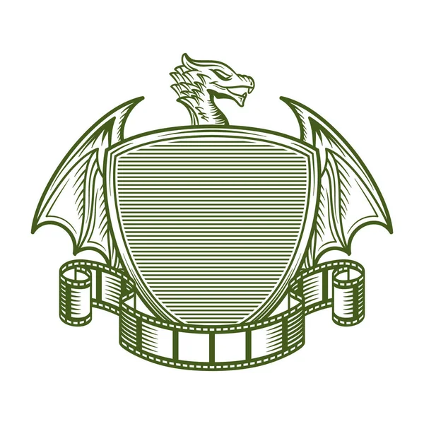 Draak Film Embleem Logo Creatief Concept — Stockvector