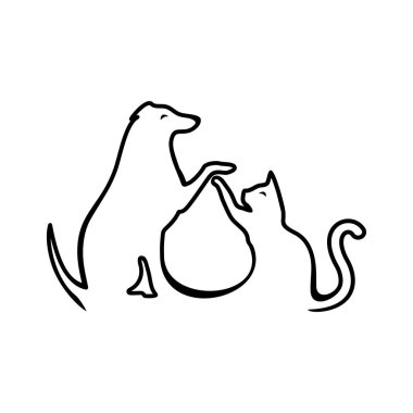 köpek ve kedi beşlik çakıyor.