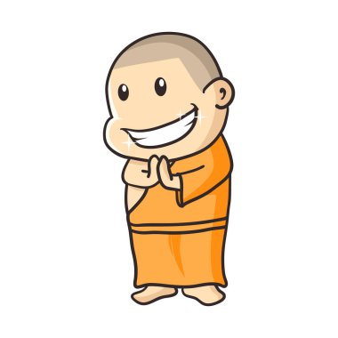 Buddha Keşiş karikatür çizimi gülümse