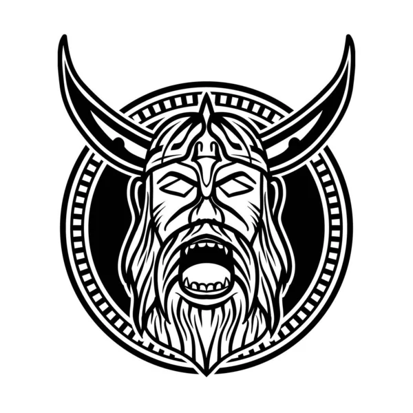 Enojado Cabeza Vikinga Concepto Logo Creativo — Vector de stock