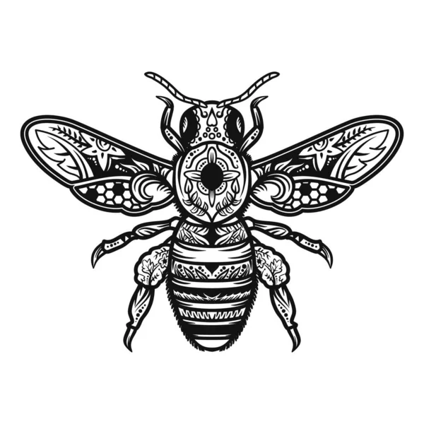 Mandala Abeille Vecteur Illustration Concept Créatif — Image vectorielle