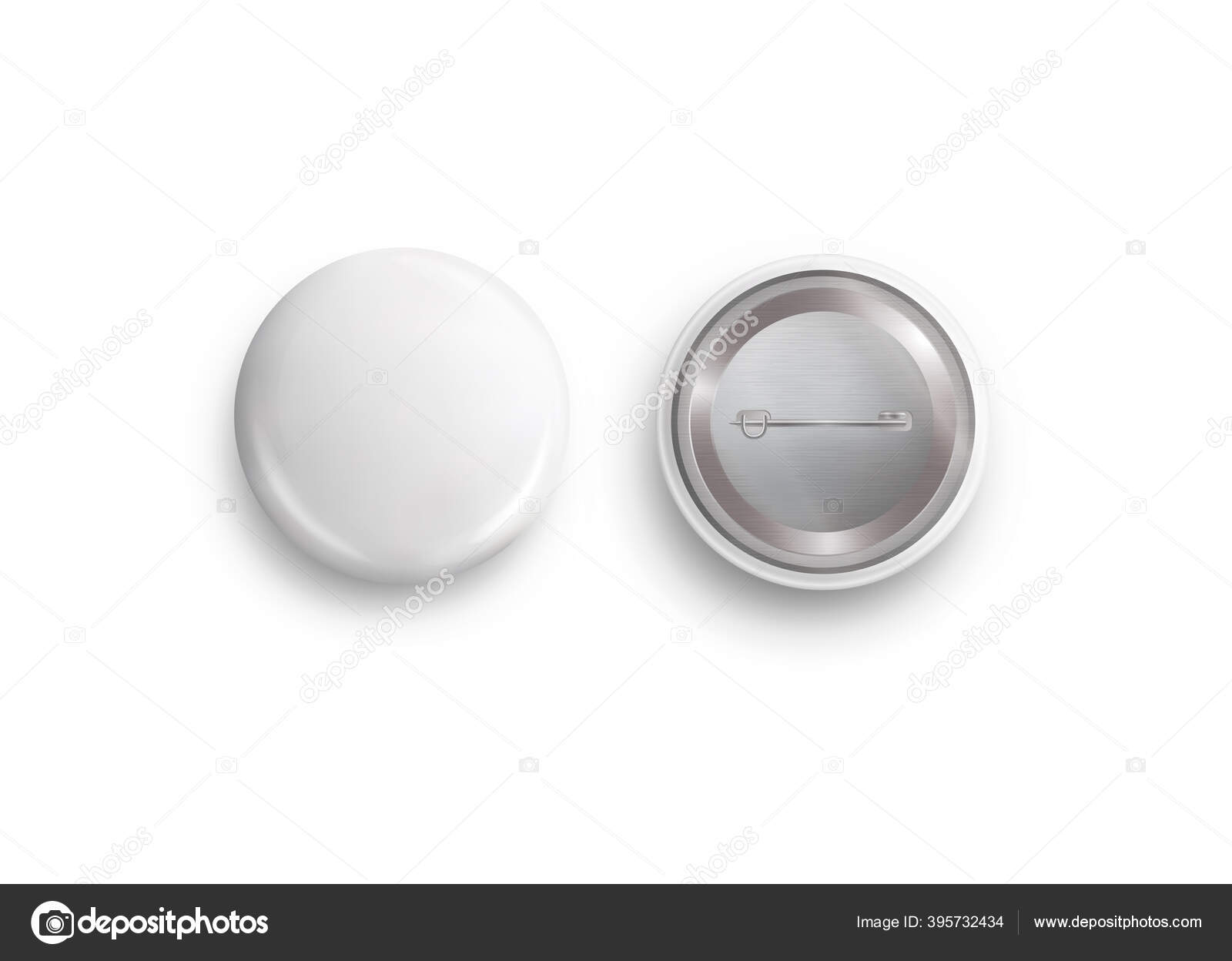 Blank White Vector Badge Realistic White Blank Badge Pin Brooch Stock