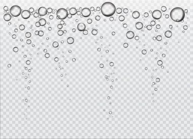 Realistic vector air bubbles. Water rain drops or air bubbles isolated on transparent background clipart