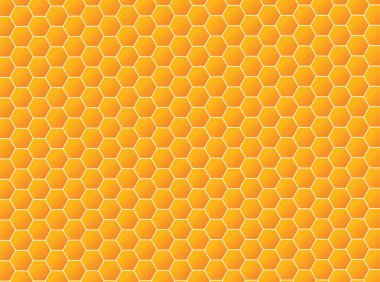 Arı kovanından bal peteği turuncu arka plan. Geometrik dokunun vektör çizimi. Ağ, baskı, duvar kağıdı için kusursuz altıgen deseni