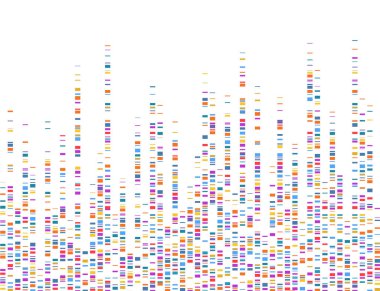 DNA testi bilgileri var. DNA genom dizilimi, deoksiribonükleik asit genetik haritası ve genom dizilimi analizi. Vektör illüstrasyonu