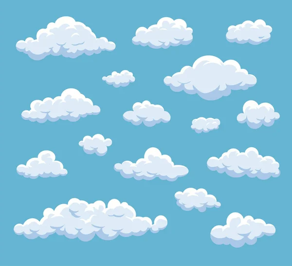 Cartoon Clouds Set Vectorwolk Geïsoleerd Blauwe Lucht Verzameling Van Wolken — Stockvector