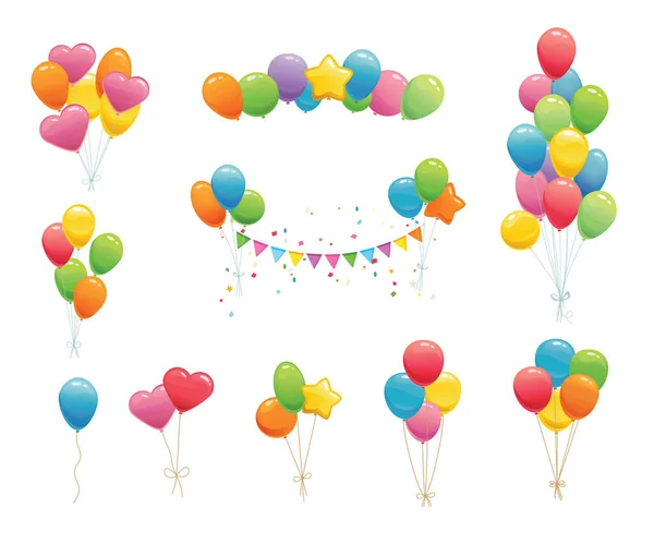 Μπαλόνια Γενεθλίων Κινουμένων Σχεδίων Διακόσμηση Πάρτι Για Γενέθλια Επέτειο Γιορτή — Διανυσματικό Αρχείο