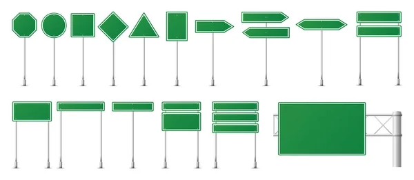Serie Segnali Stradali Verdi Strada Sterrata Vuoto Avvertimento Cautela Attenzione — Vettoriale Stock