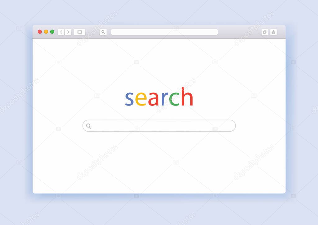 Internet search window. Browser tab flat vector illustration