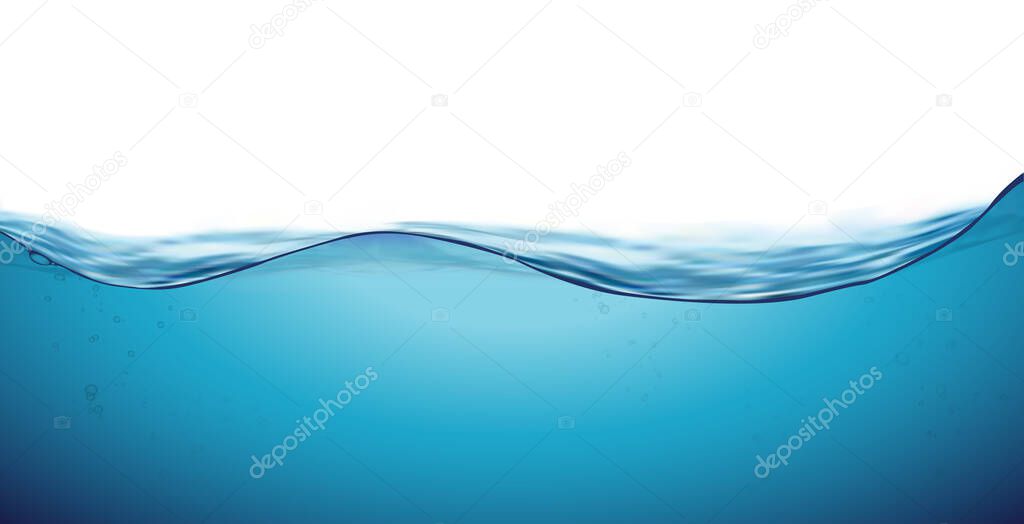 Water wave clean liquid background. Blue sea wave water surface, fresh ocean underwater. Vector illustration