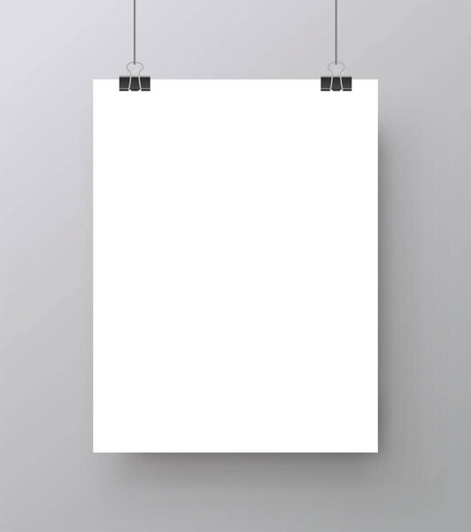 Paper sheet hanging on wall empty picture