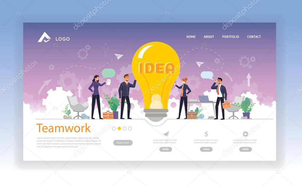Business meeting and brainstorming. Idea and business concept for teamwork. Vector illustration