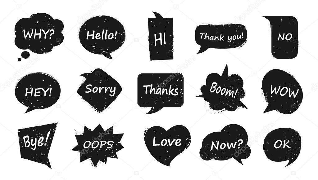 Textured speech bubble. Collection of grunge shapes and speech bubbles. Vector