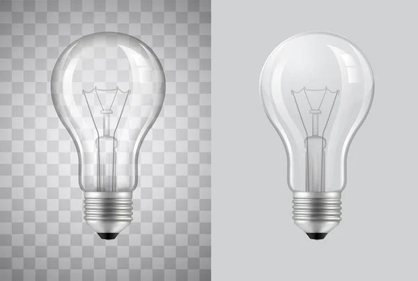 Light Bulb Realistic Vector Illustration Transparent Background — Stock Vector