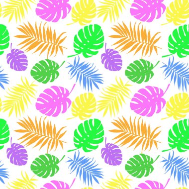 Renkli palmiye ve canavar desenleri kusursuz..