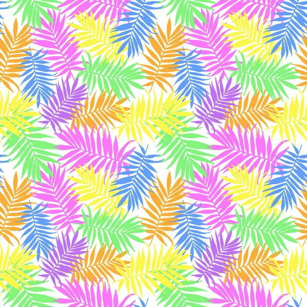Цветные Пальмовые Листья Бесшовные Тропический Фон — стоковое фото