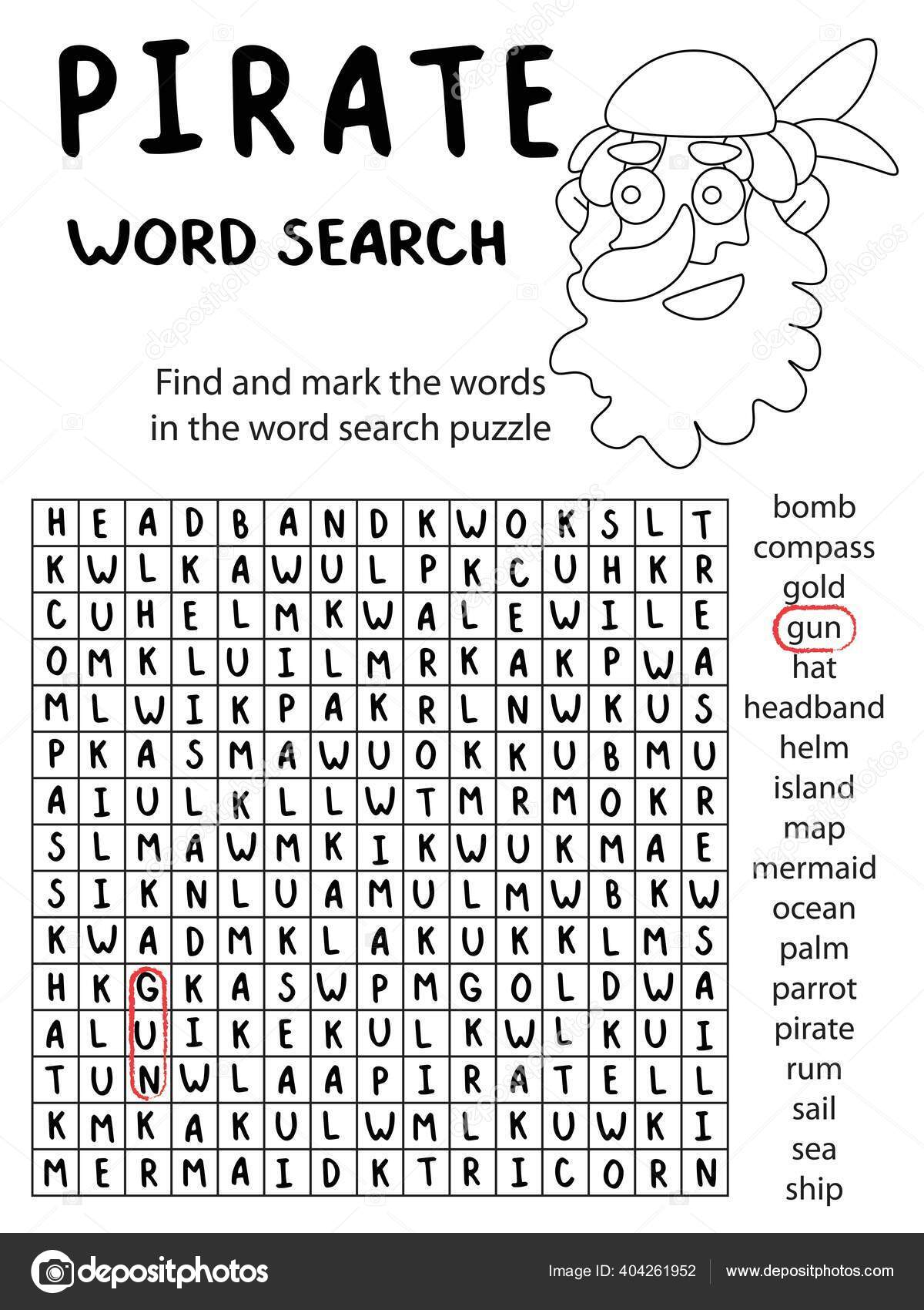 Piratkopierte Ord Søk Puslespill Illustrasjon Vektorstørrelse Svarte Hvite  Vertikale Arbeidsark stockvektor © Funfish.yandex.ru #404261952, image size:1200x1700