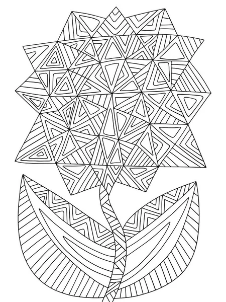 Assymetrical Blossom Geometrical Flower Coloring Page Kids Adults Stock Vector — Stock Vector