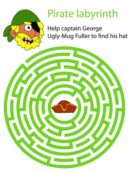 Допоможіть Капітану Джорджу Уіллі Мугу Фуллеру Знайти Його Капелюха Графічна — стоковий вектор