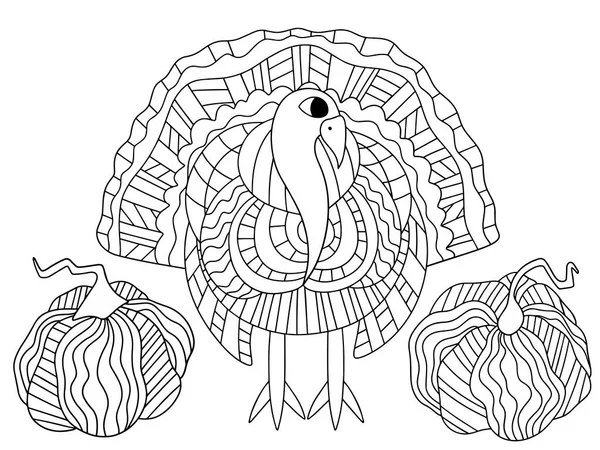 Живий Індичка Птах Два Гарбуза Запас Векторні Ілюстрації Щасливий День — стоковий вектор