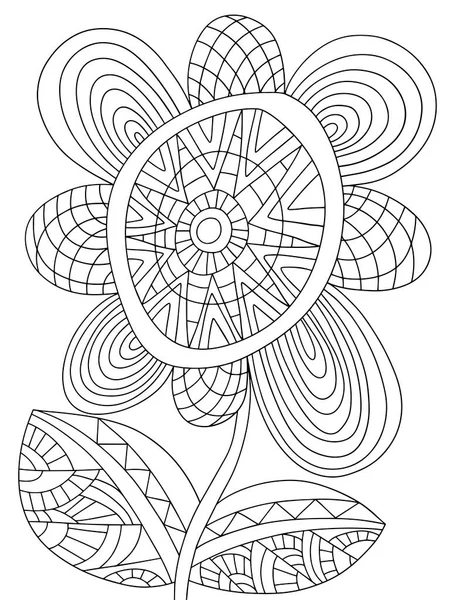 Fantaisie Fleur Fleur Coloriage Page Pour Enfants Adultes Illustration Vectorielle — Image vectorielle