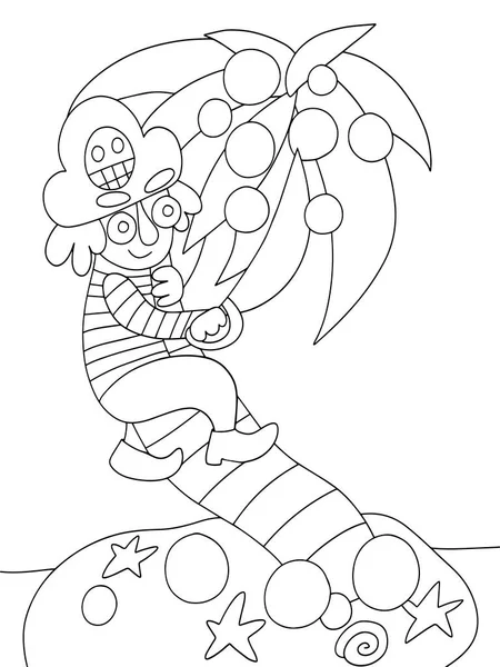 Забавная Пиратская Раскраска Детей Векторной Иллюстрации Забавный Мультяшный Пират Матросском — стоковый вектор