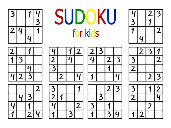 Eenvoudige Sudoku Set Voor Beginners Stock Vector Illustratie Logische Sudoku — Stockvector
