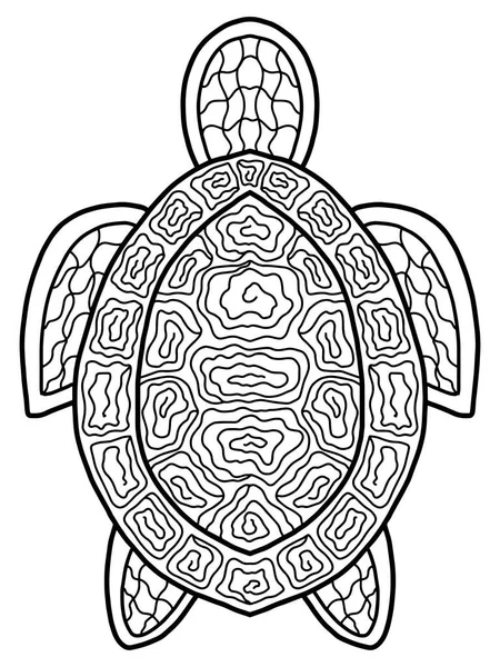 Página Para Colorear Tortuga Estilizada Para Niños Adultos Dibujos Animados — Vector de stock