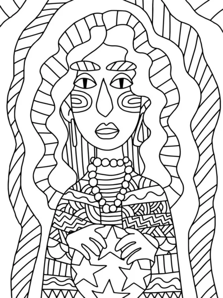 Contour Simple Diseur Bonne Aventure Femme Illustration Vectorielle Stock Coloriage — Image vectorielle