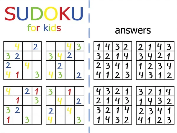 Sudoku Para Crianças Jogo Lógica Simples Corte Cola Ilustração